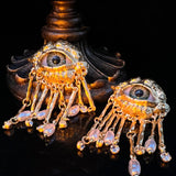 Vintage Devils Eye Tassel Stud Earrings