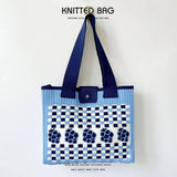 CHECKERBOARD FLORAL KNITTED SHOULDER BAG_CWAB2391