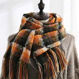PLAID FRINGE SCARF TRENDY WINTER WRAP_CWASC0199