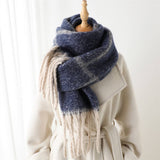 MINIMALIST GRID SCARF SHAWL WITH WARM TEXTURE_CWASC2771