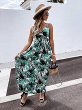 V-Neck Sleeveless Halter Print Boho Long Dress