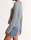 Solid-Color Loose Retro V-Neck Pullover Top