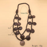 COCONUT WOOD BEADED MULTI LAYER NECKLACE_CWMM4960