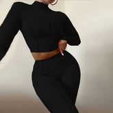 Tight Waist Fashion Solid Color Two-Piece Set