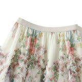 COLORFUL FLORAL MESH PANELED TIERED SKIRT_CWBMS0371