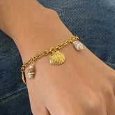 18K GOLD SEASHELL PENDANT BRACELET OCEAN STYLE_CWAJE4669