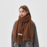 COLORBLOCK TASSEL SCARF THICK WRAP FOR STUDENTS_CWASC2281