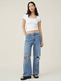 CLASSIC SQUARE NECK SHORT SLEEVE T SHIRT KNIT TOP_CWTSTS0349