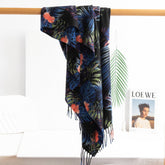 PRINT SCARF SOFT BLUE BLACK WINTER WRAP FOR WOMEN_CWASC0919