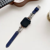 IWATCH9 1 TIBETAN SILVER DENIM LEATHER STRAP_CWWW0069