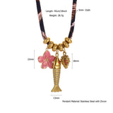 OCEAN ROPE NECKLACE WITH STARFISH FISH CHARMS_CWMM8813