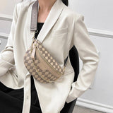 Checkered Chain Strap Pu Crossbody Chest Bag_Cuab00597