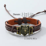 Vintage Braided Wolf Head Leather Bracelet_Cwmm4477