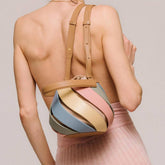 CYLINDRICAL CONTRASTING COLOR PATCHWORK BUCKET BAG_CWAB1929