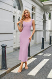 Square Collar Tight Fish Tail Extra Long Dress