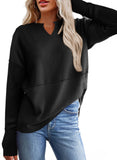 Solid Color Long Sleeve Patchwork Loose Hoodie