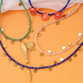 NATURAL STONE NECKLACE WITH FISH PENDANT_CWMM8802