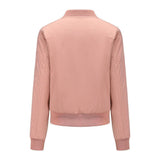 Solid Color Zipper Bomber Jacket