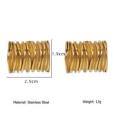 MINIMALIST 18K STEEL SQUARE WAVE STUD EARRINGS_CWMM8925