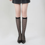 Women Fishnet Knee Stockings Hollow Out Calf Socks_Cwms0231