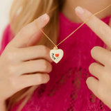 HEART LOCKET OVAL PHOTO NECKLACE GOLD PLATED_CWMM3919