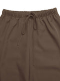 Stretched-Waist Drawstring Straight-Leg Trousers
