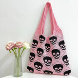Cuab00333_Halloween Knit Tote Bag Woven Shoulder Handbag