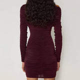 Solid-Color Off-The-Shoulder Body-Hugging Dress
