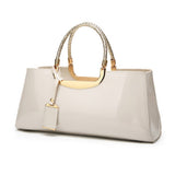 FASHIONABLE EVENING GLOSSY PATENT LEATHER TOTE_CWAB2635