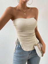 Solid Color Drawstring Short Strapless Vest