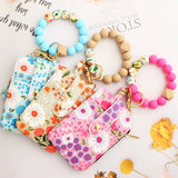FLORAL PU WALLET WITH BEAD BRACELET CARD HOLDER_CWAB4955