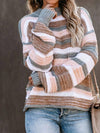 Pullover Spliced Striped Ol Tunle Crew-Neck Sweater