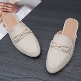 FASHION CASUAL PEARL FLAT BOTTOM MULES_CWSHF0039