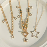 BEADED NECKLACE WITH STAR SHAPED PENDANT TASSELS_CWAJE1158