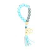 SILICONE WOOD BEAD BRACELET WITH LEATHER KEYCHAIN_CWMM7009