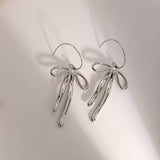 PERSONALITY FASHION 1 STEEL BOW PENDANT EARRINGS_CWAJE1880