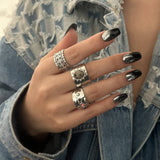 FASHIONABLE METALLIC PLEATED KNUCKLE RING SET_CWMM3239