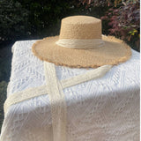 TASSEL EDGE WOVEN FEDORA HATS STRAW WITH BOW TIE_CWAH1154