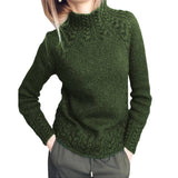 Solid Color Linen Pattern Half Turtleneck Sweater
