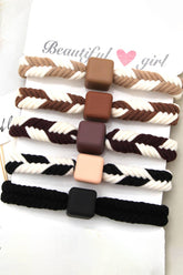 5PCS WOMEN TWO TONE BRAIDED CASUAL HAIR TIE_CWAHA0171