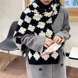 KNIT PLAID LONG SCARF FOR WOMEN FASHION WRAP_CWASC1239