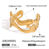 18K GOLD IRREGULAR WAVE TEXTURED OPEN BANGLE_CWAJE4706