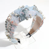 PEARL AND RHINESTONE EMBROIDERED KNOTTED HEADBAND_CWAHA2305