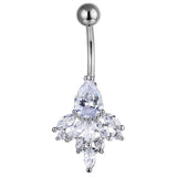 PEACOCK FLOWER BELLY RING ZIRCON NAVEL PIERCING_CWMM9307