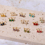 SIMPLE OPAL ZIRCON SMALL BONE STUD EARRINGS_CWMM5717