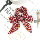 SIMPLE PRINTED RIBBON BOW HAIR TIE_CWAHA1067