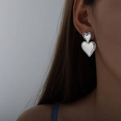 HEART TITANIUM STEEL PENDANT EARRINGS NECKLACE_CWAJE1093