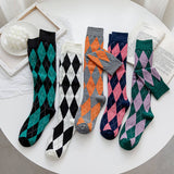 New Large Diamond Retro Mid-Tube Socks_Cwms0658