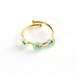 Triple Flower Open Ring In Natural Stone Steel_Cwmm8932