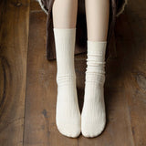 SOLID COLOR RETRO WARM MID CALF SOCKS_CWMS1053